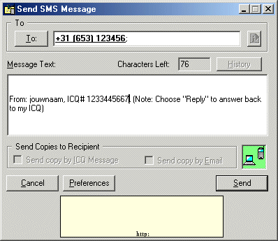 SMS sturen via ICQ